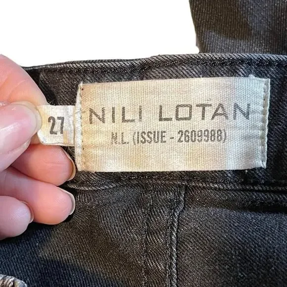 Nili Lotan Cropped French Military Pants Jeans Carbon Grey Cotton Utility SZ 27